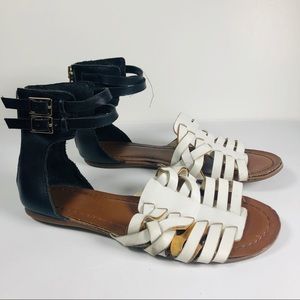 Jessica Simpson black and white ankle strap sandal